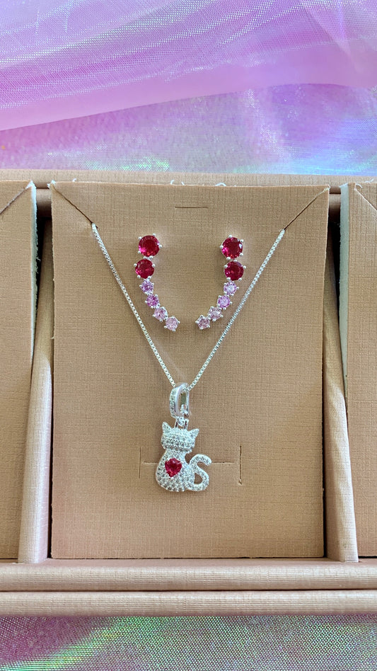 Conjunto gatinho rosa