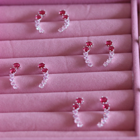 Brinco Zircônias rosa